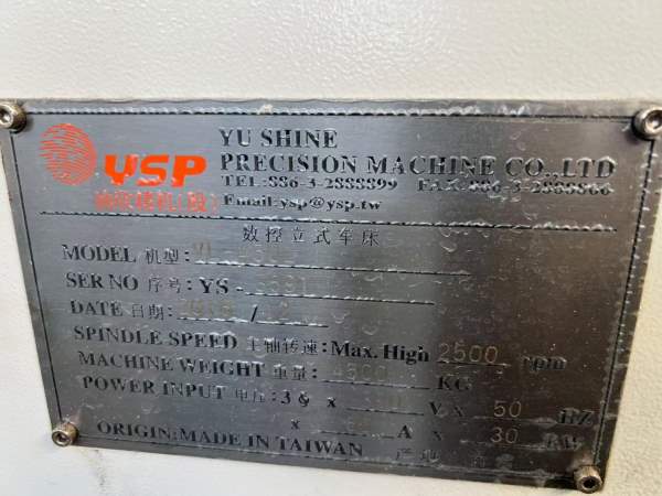 2017年同款四台。台湾油欣精机数控立车VL-450R，主轴.