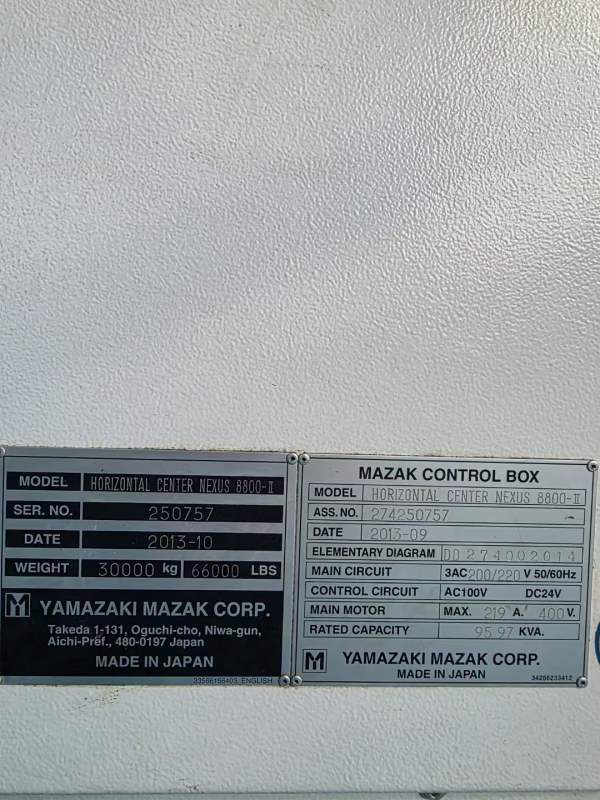 同款两台日本马扎克HCN8800-II卧式加工中心，马扎克MA.